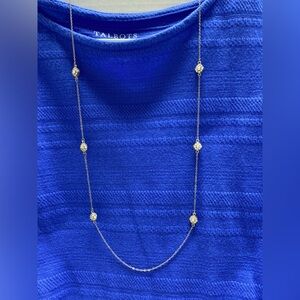 Loft silver tone necklace with rhinestones 16”drop EUC